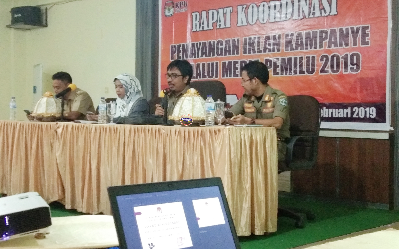KPU Bantaeng gelar Rakor terkait Penayangan Iklan Kampanye melalui Media Pemilu 2019 (26/02/2019).